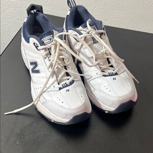 New Balance White and Navy Athletic Shoes